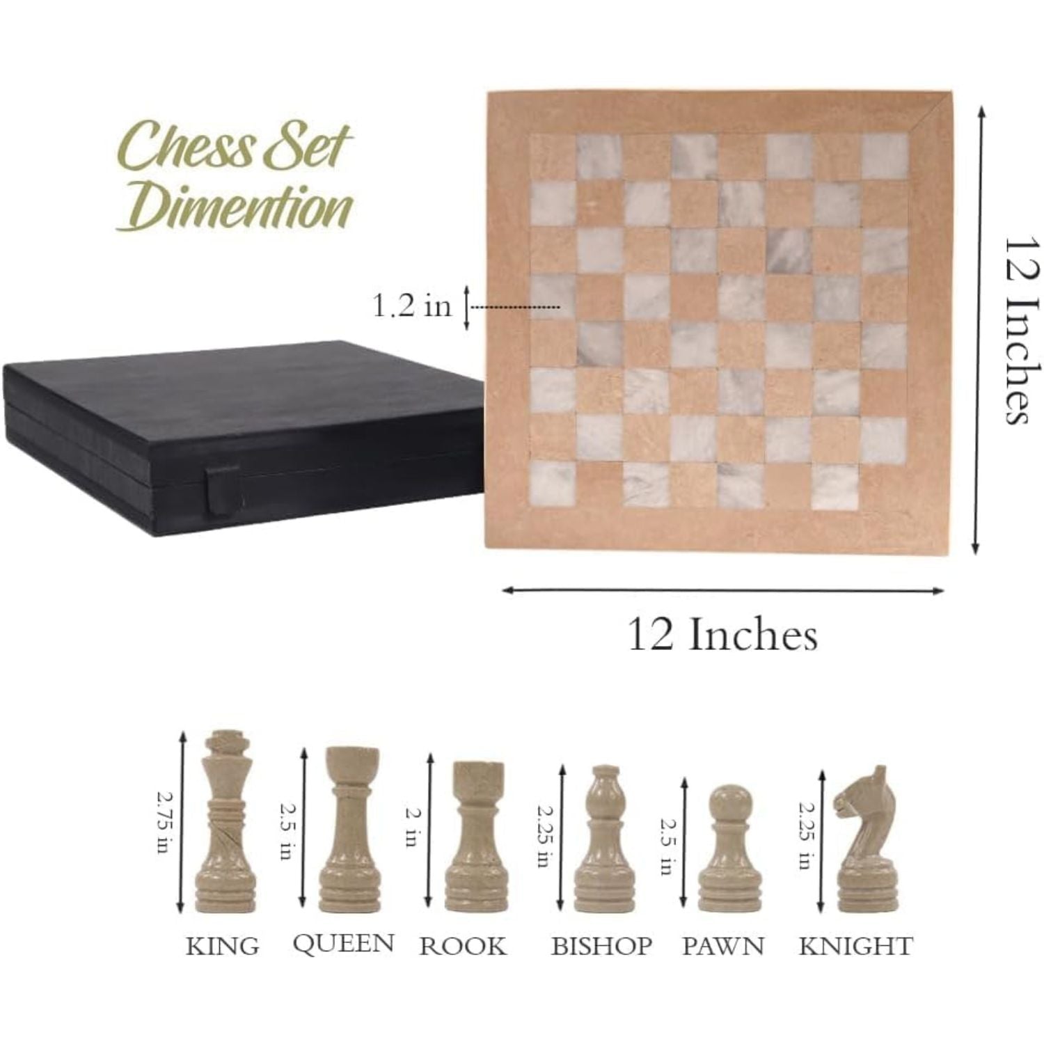 12 inch white marble chess set