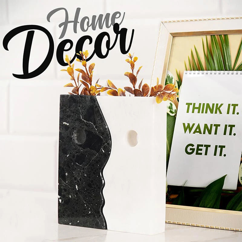 Black and White Marble Face Vase For table