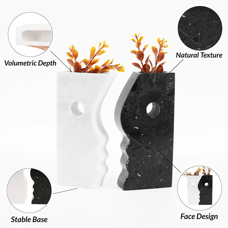 Black and White Marble Face Vase for kitchen table