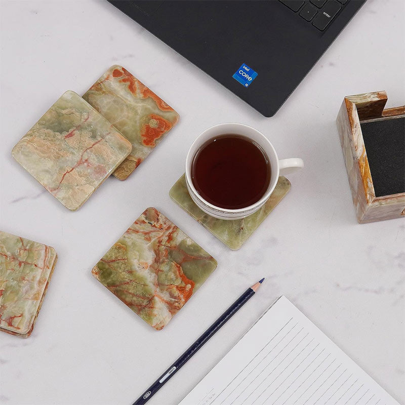 Durable Square Marble Coaster Set