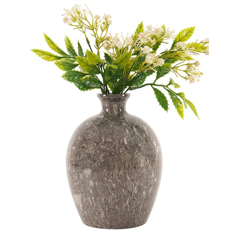 Marble Flower Vase 8 Inches Handmade Tall Vases for Floor