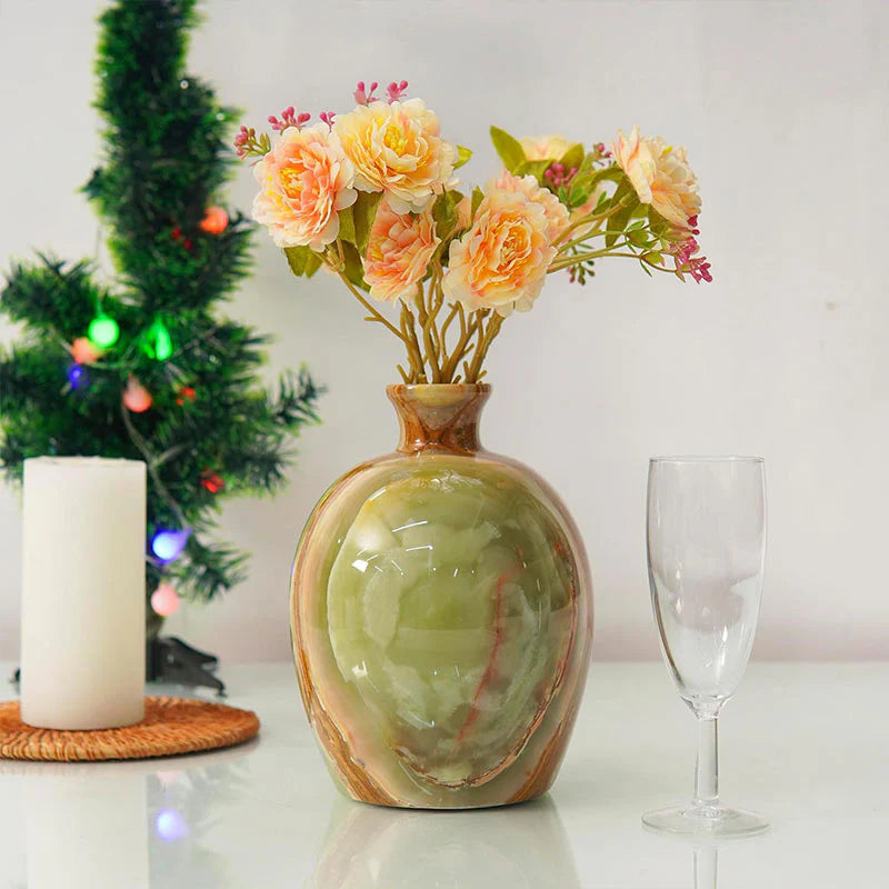 Marble Flower Vase 8 Inches Handmade Tall Vases for Floor