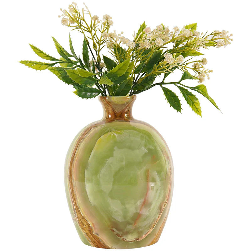 Marble Flower Vase 8 Inches Handmade Tall Vases for Floor