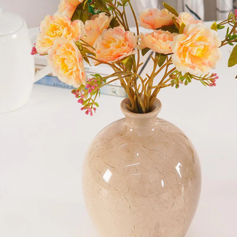 Marble Flower Vase 8 Inches Handmade Tall Vases for Floor