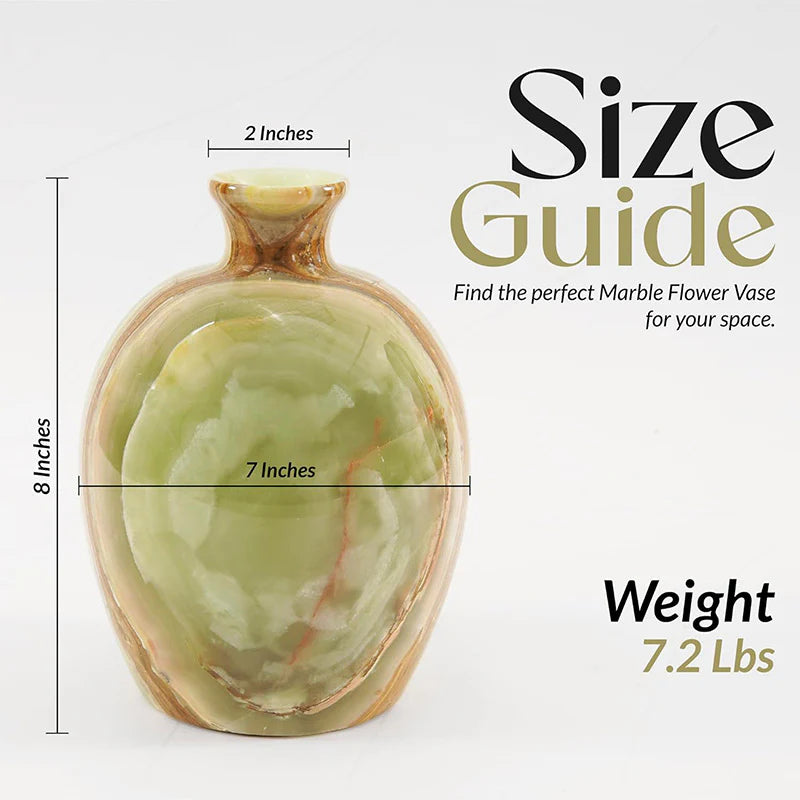 Marble Flower Vase 8 Inches Handmade Tall Vases for Floor