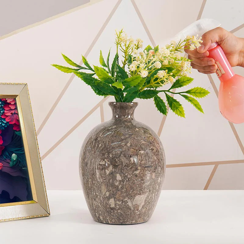 Marble Flower Vase 8 Inches Handmade Tall Vases for Floor