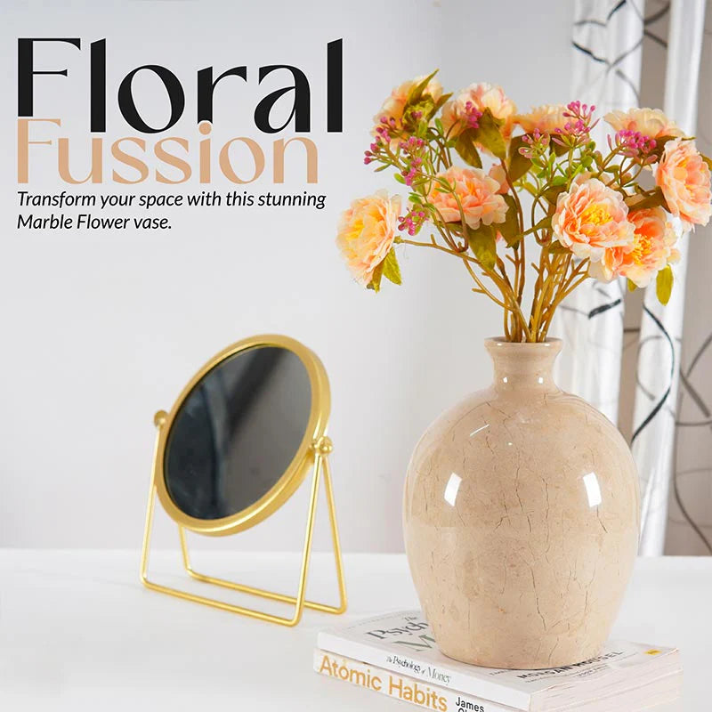 Marble Flower Vase 8 Inches Handmade Tall Vases for Floor