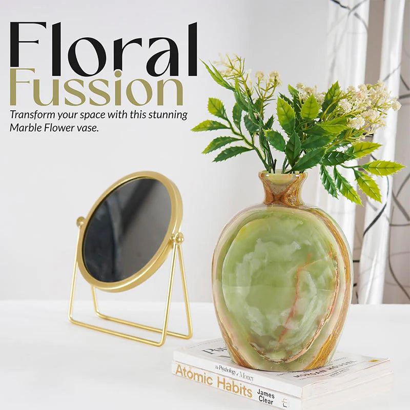 Marble Flower Vase 8 Inches Handmade Tall Vases for Floor