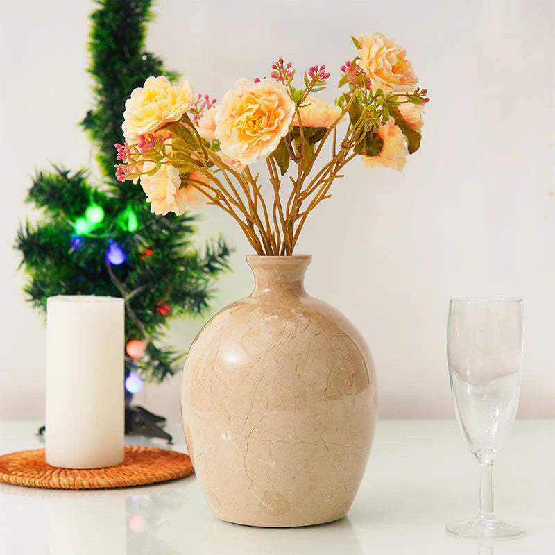 Marble Flower Vase 8 Inches Handmade Tall Vases for Floor