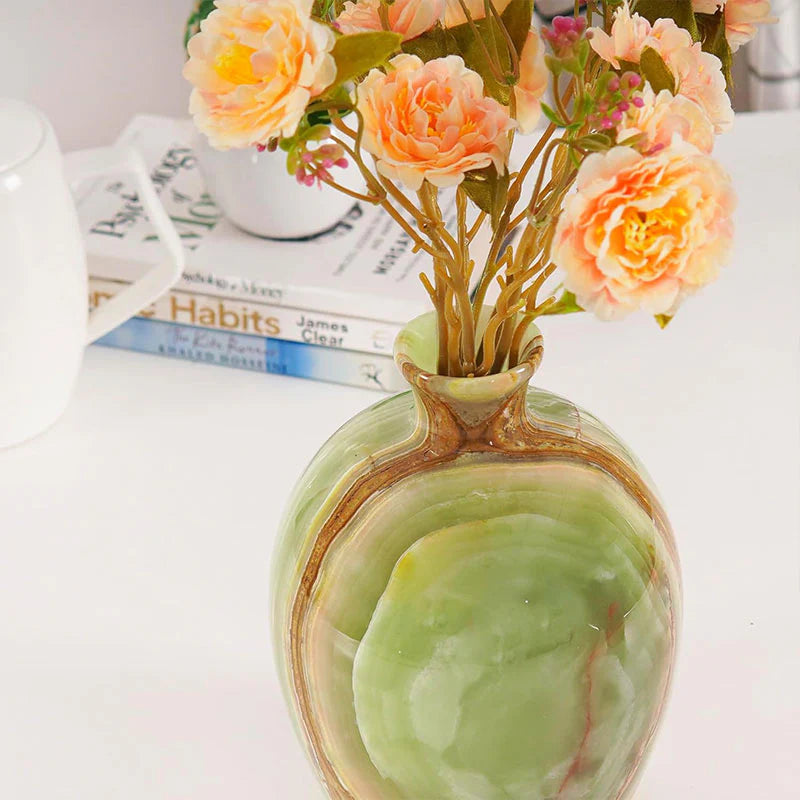 Marble Flower Vase 8 Inches Handmade Tall Vases for Floor