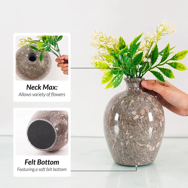 Marble Flower Vase 8 Inches Handmade Tall Vases for Floor