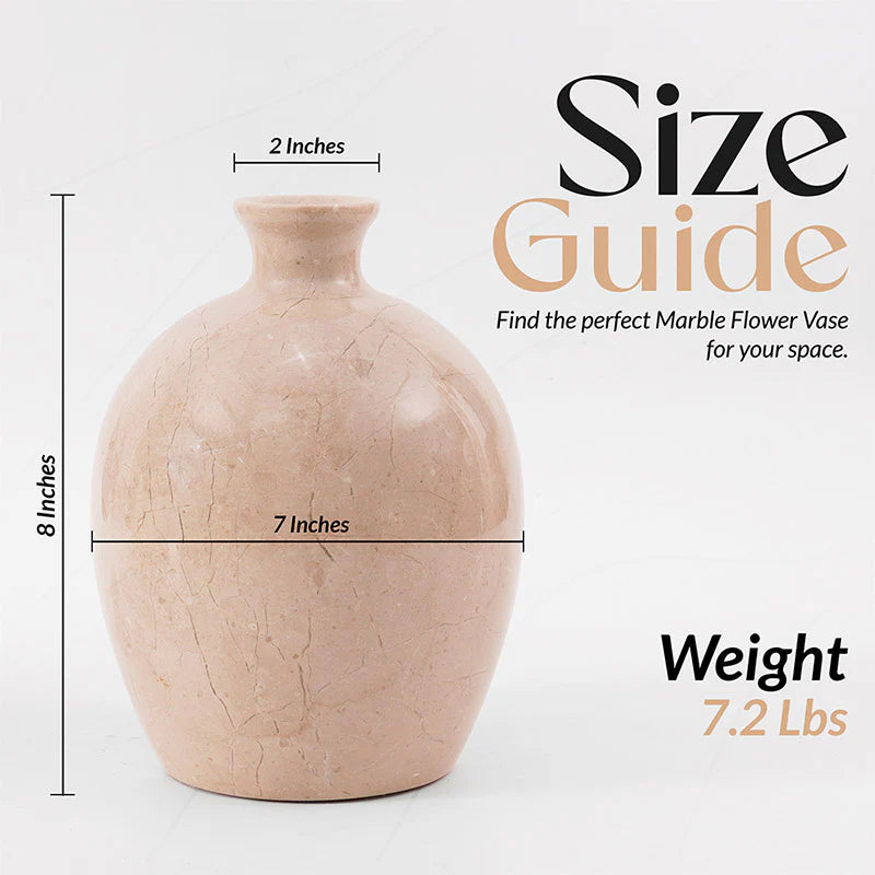 Marble Flower Vase 8 Inches Handmade Tall Vases for Floor