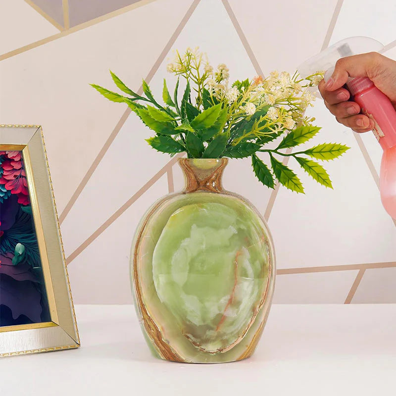 Marble Flower Vase 8 Inches Handmade Tall Vases for Floor