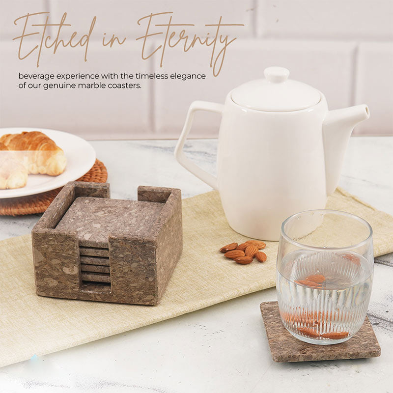 Full Square Coaster Set in Marble