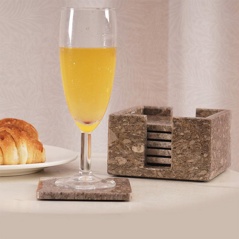 Handcrafted Marble Coaster Set with Holder