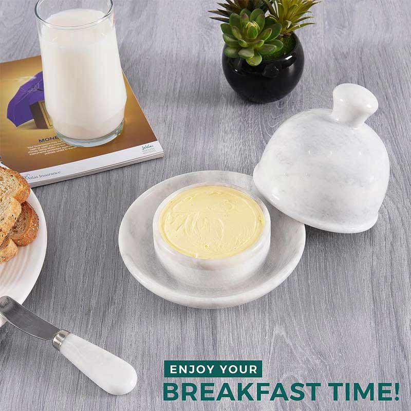 Marble Butter Dish with Lid