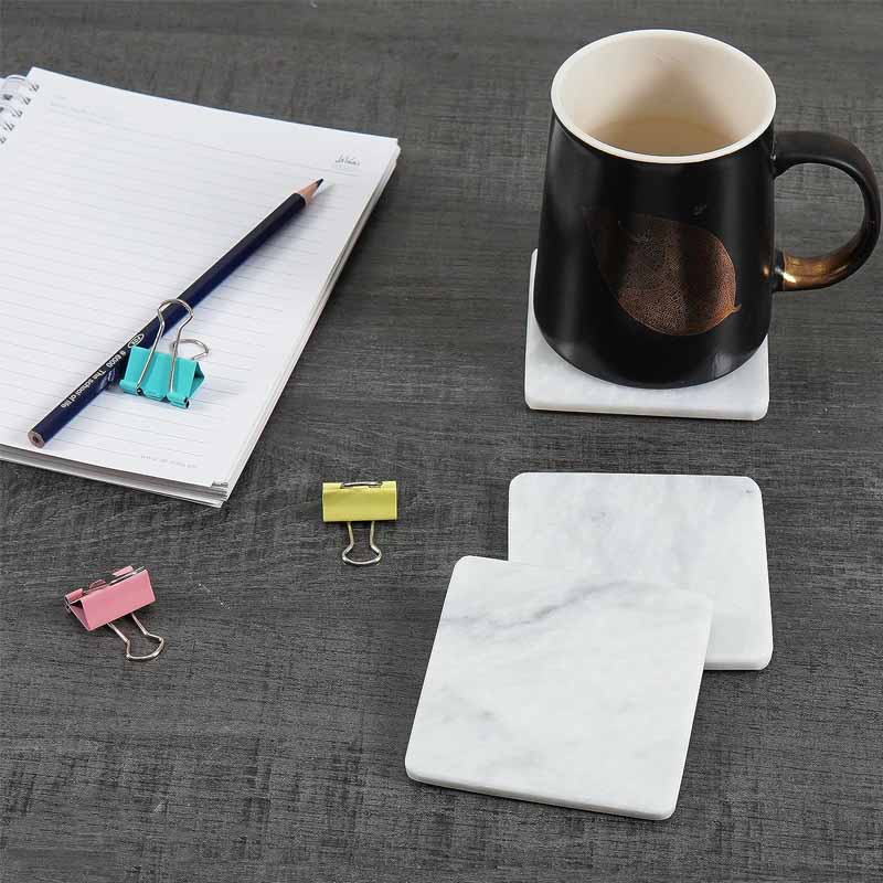 Marble Coaster Set with Holder for Drinks