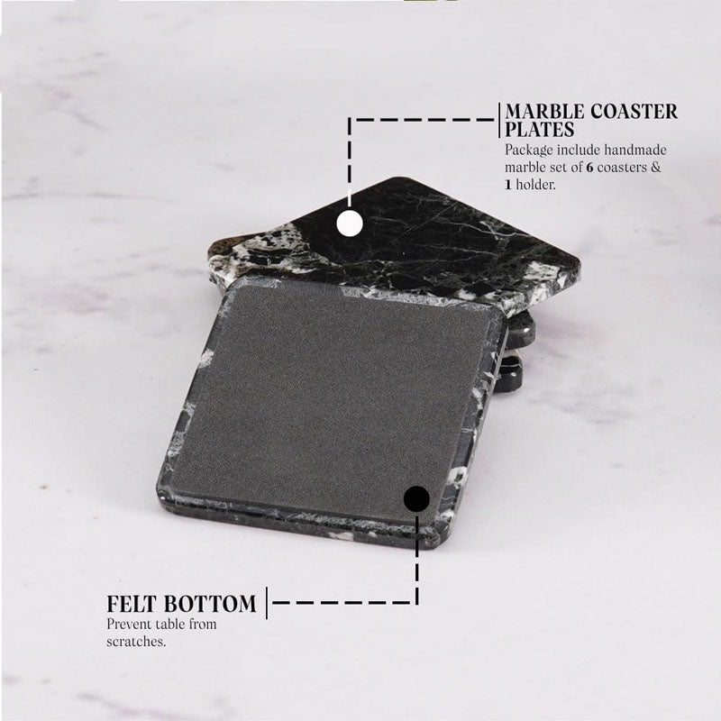 Marble Coasters with Storage Holder