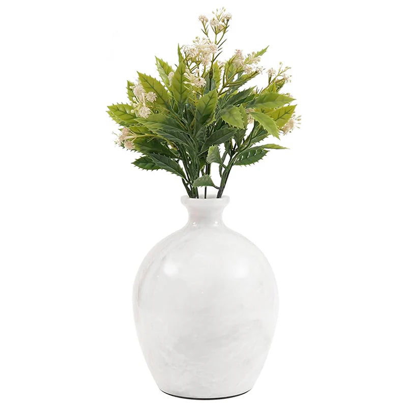 Marble Flower Vase 8 Inches Handmade Tall Vases for Floor