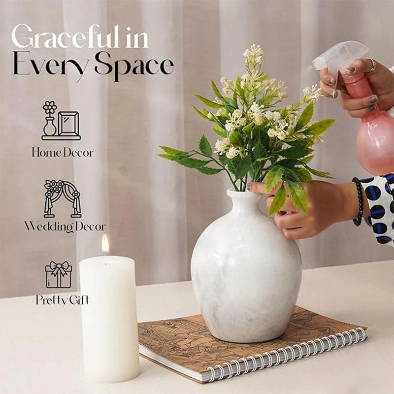 Marble Flower Vase 8 Inches Handmade Tall Vases for Floor