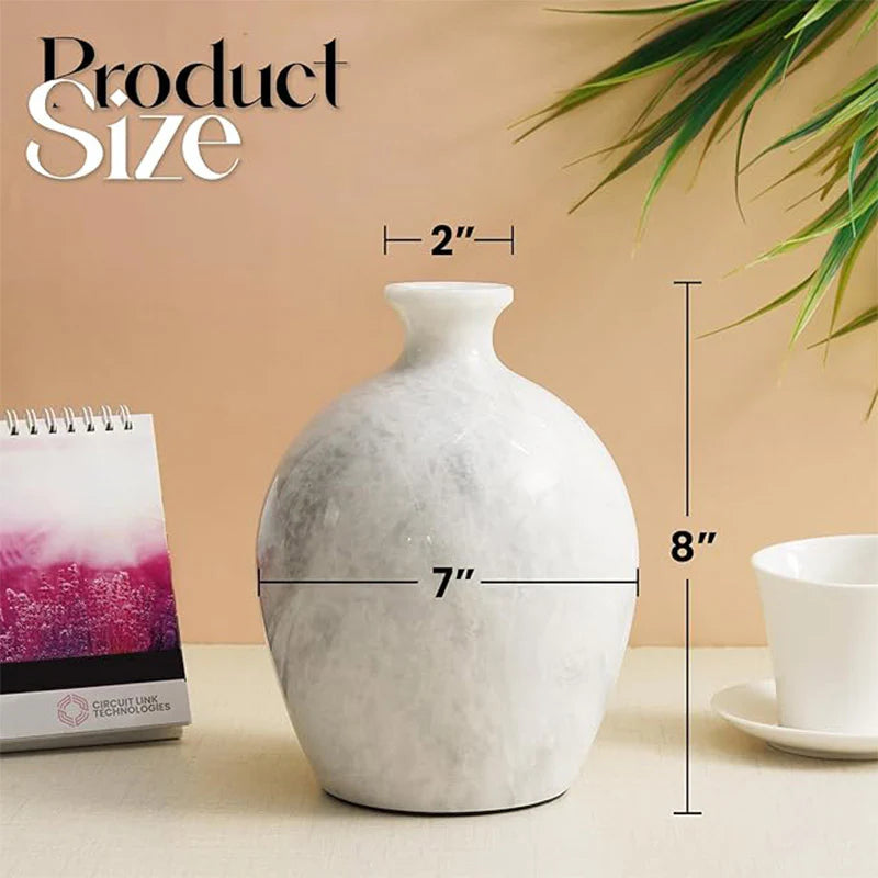 Marble Flower Vase 8 Inches Handmade Tall Vases for Floor