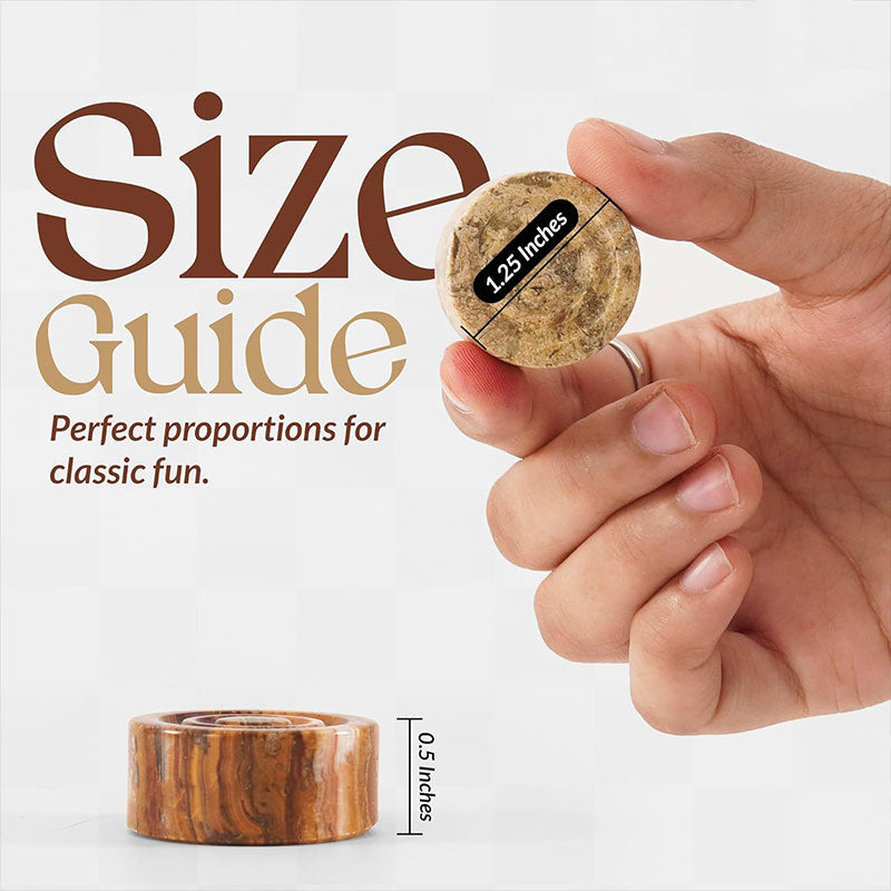 Natural marble checkers in red and coral