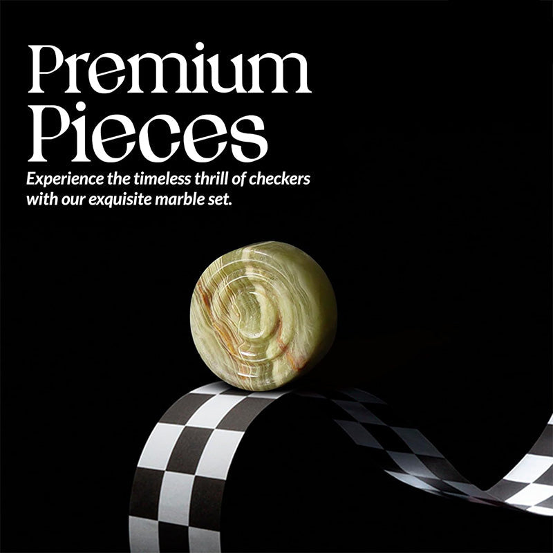 Polished onyx marble checkers set