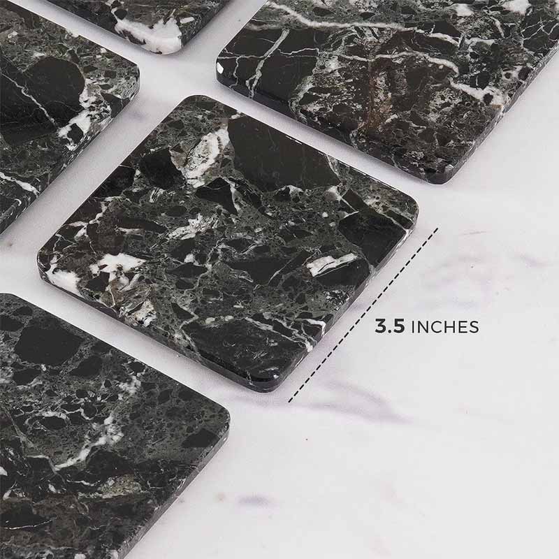 Premium Square Marble Coaster Set