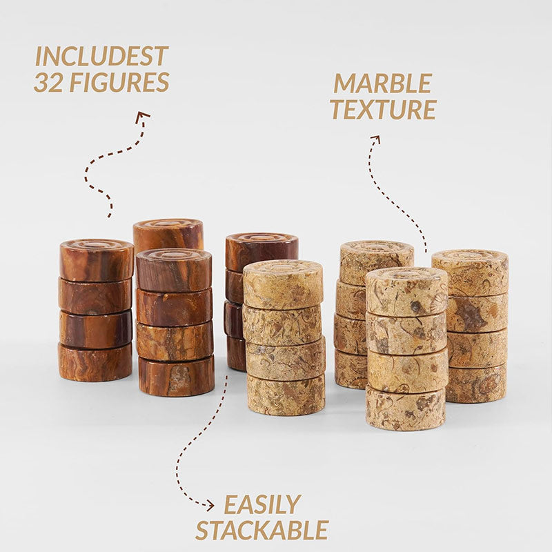 Red and coral marble checkers set