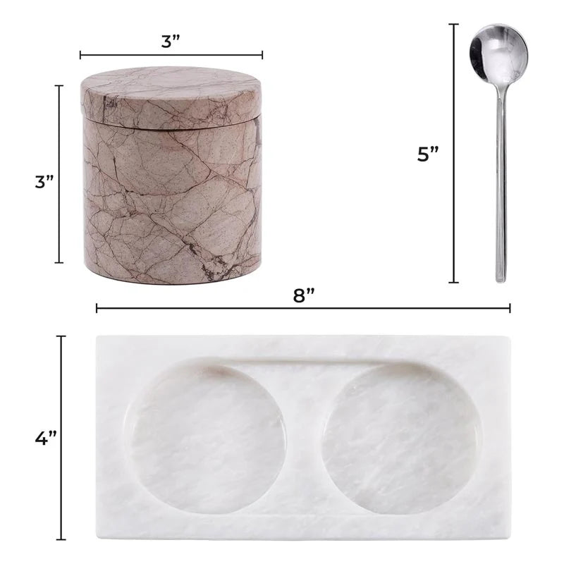 Salt Cellar with Lid, Spoon and Tray