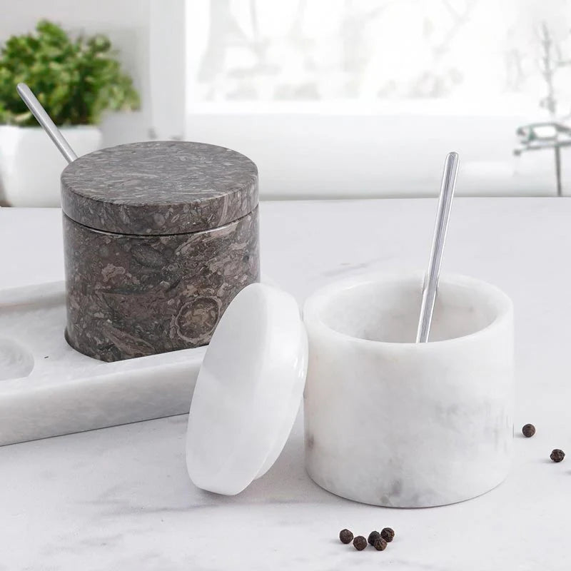 Salt Cellar with Lid, Spoon and Tray