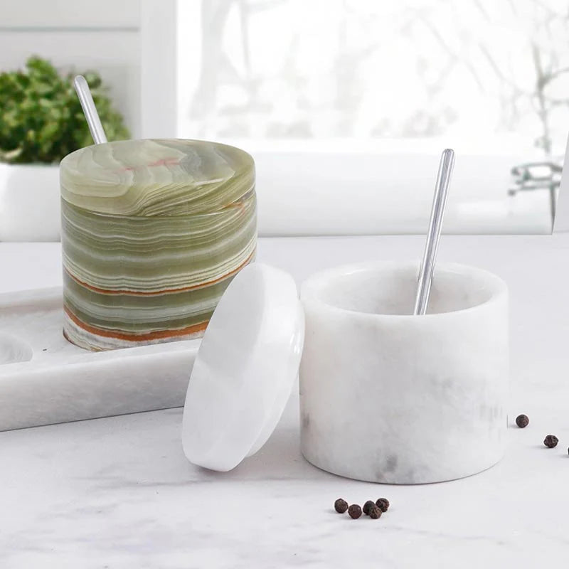 Salt Cellar with Lid, Spoon and Tray