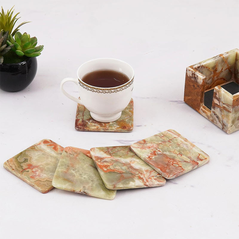 Square Marble Coaster Set for Home