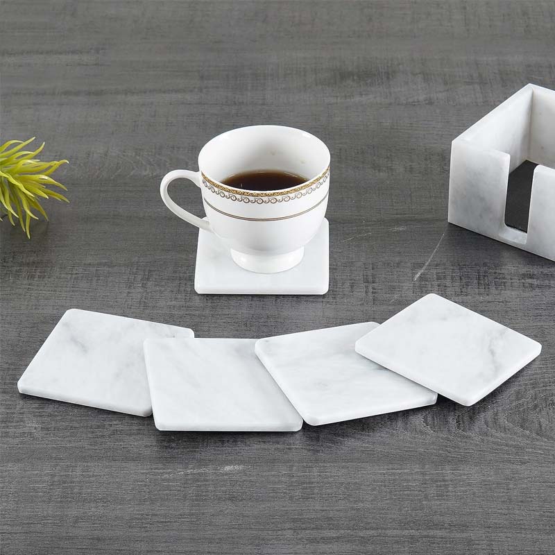 Square Marble Coasters with Stand