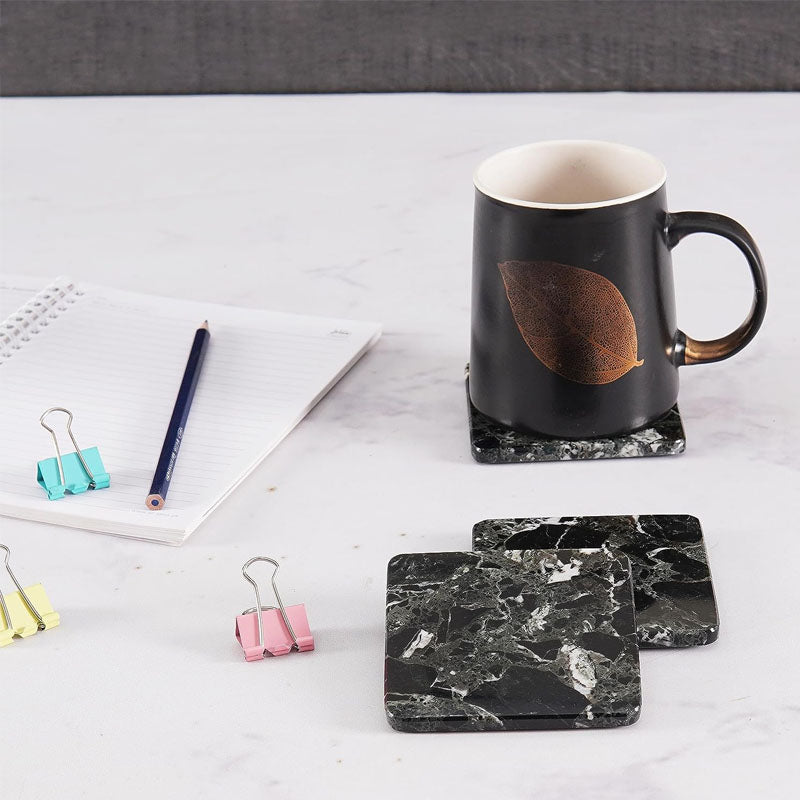 Square Marble Drink Coasters with Holder