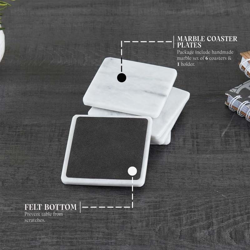 Stylish Square Marble Coaster Set