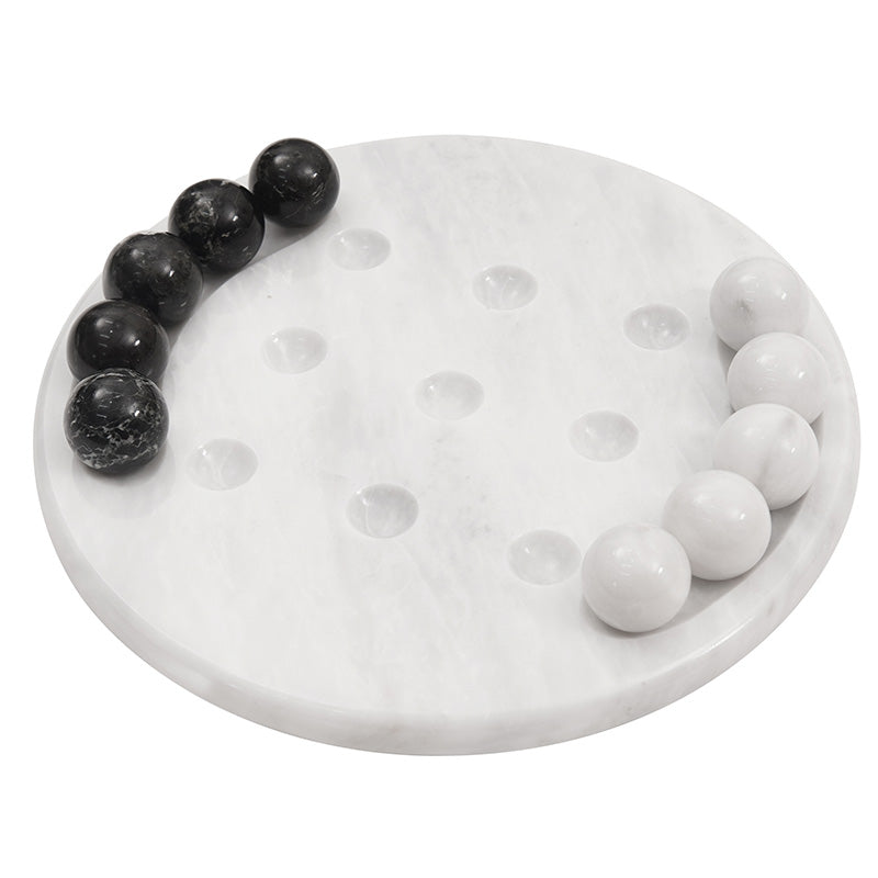 Tic Tac Toe 10 in white and black marble