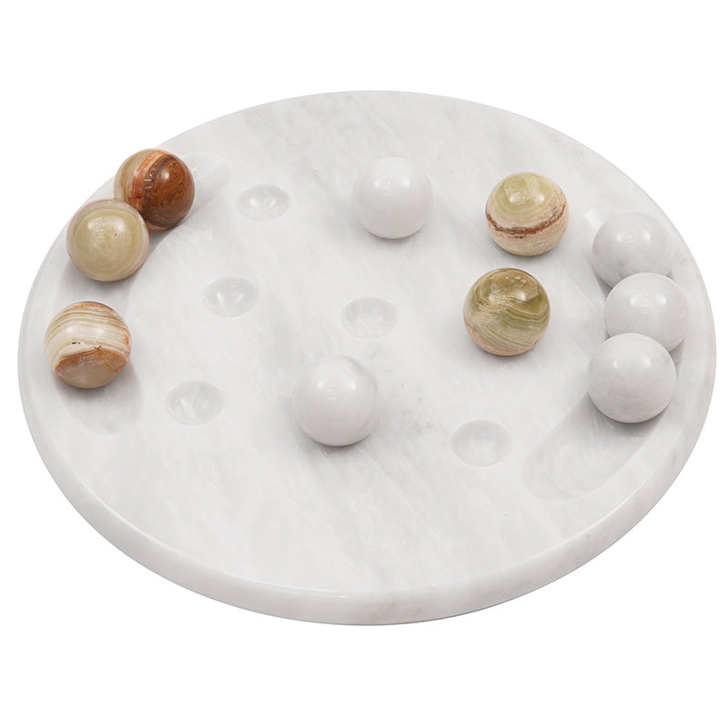 Tic Tac Toe 10 in white and green marble