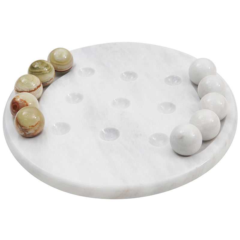 Tic Tac Toe 10 in white and green premium marble