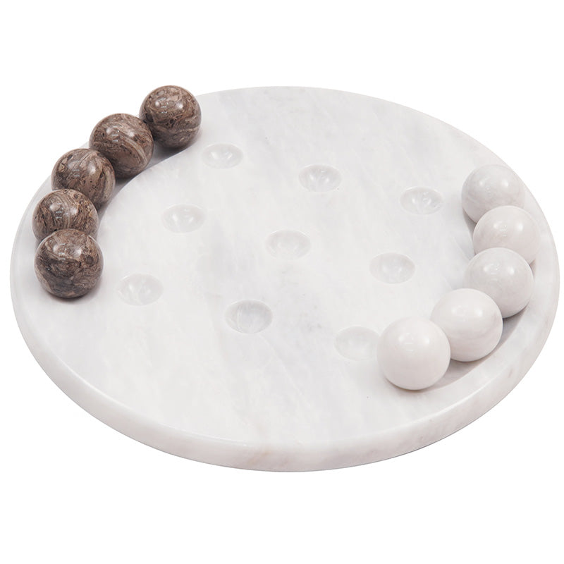 Tic Tac Toe 10 in white and oceanic marble