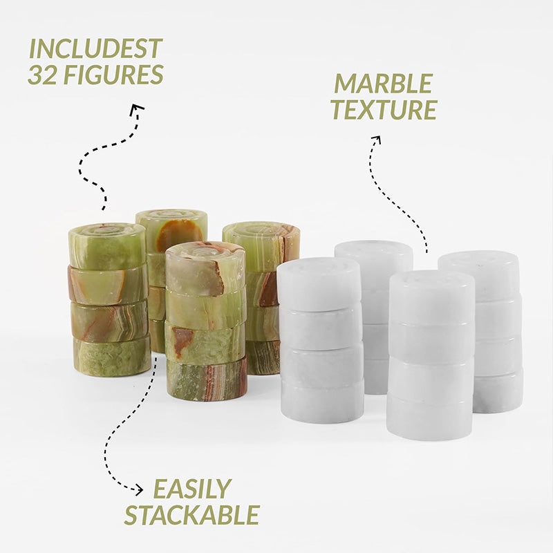 White green onyx checkers figures
