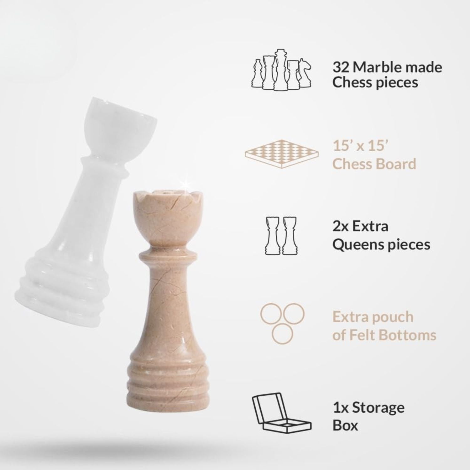 White onyx marble chess pieces