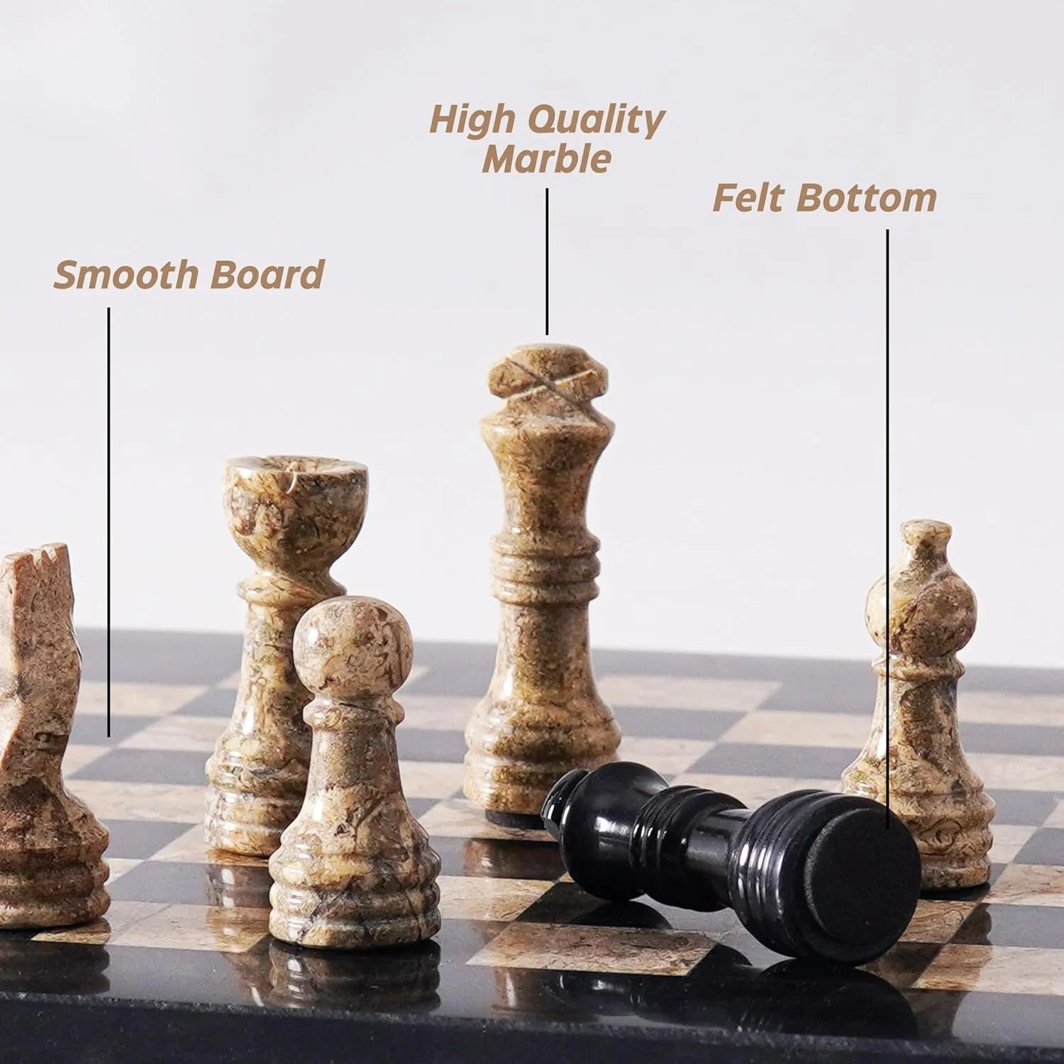 black and coral chess figures