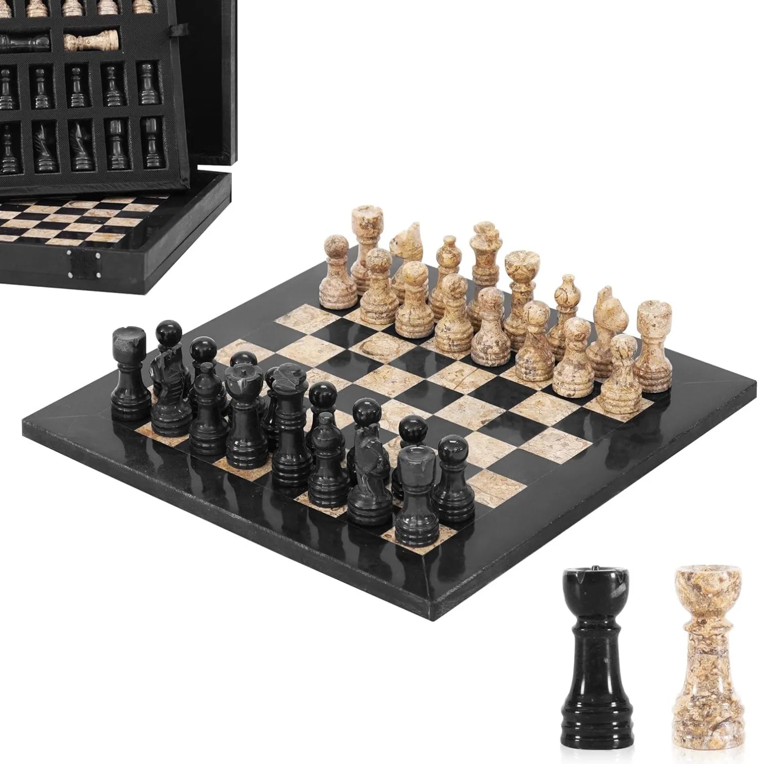 black and coral Premium Marble Chess Board Set