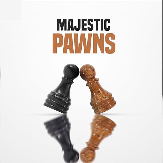 black and red marble chess set pieces