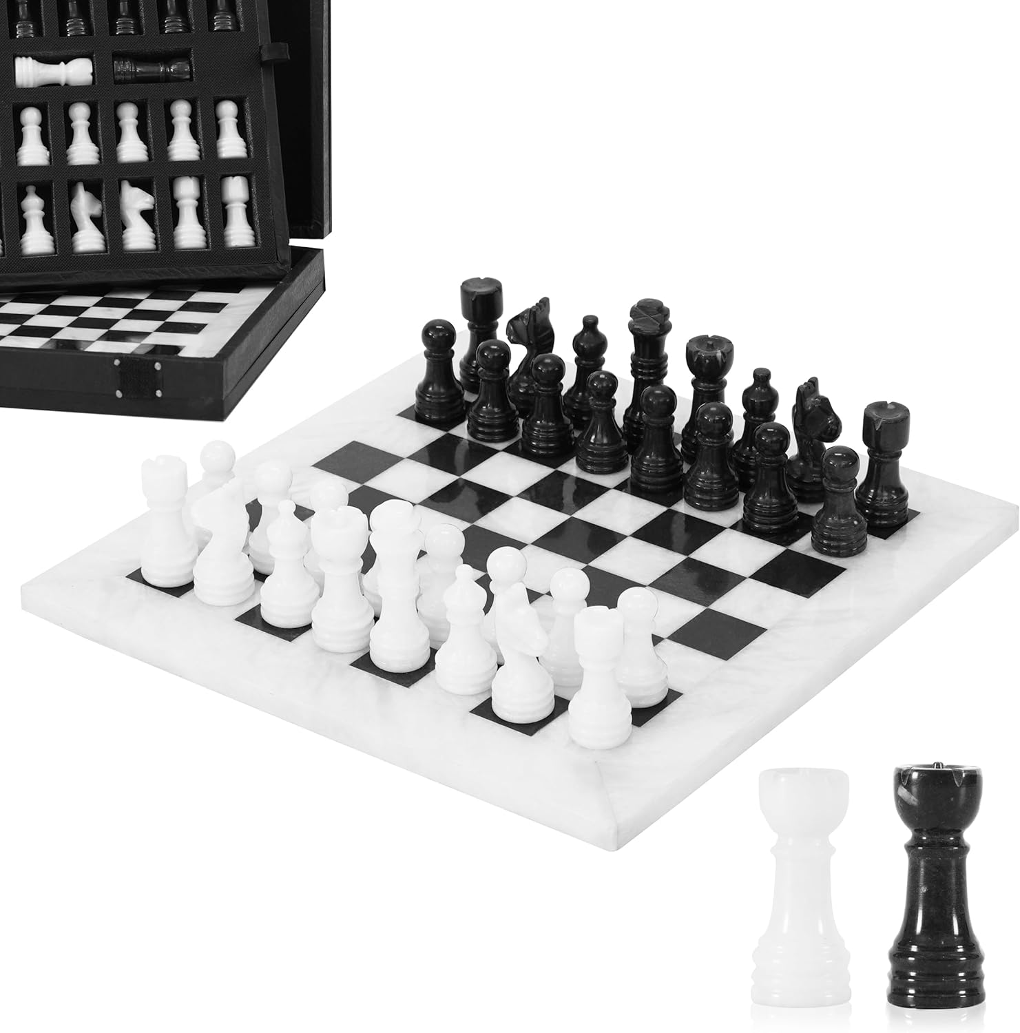 black and white onyx marble chess set