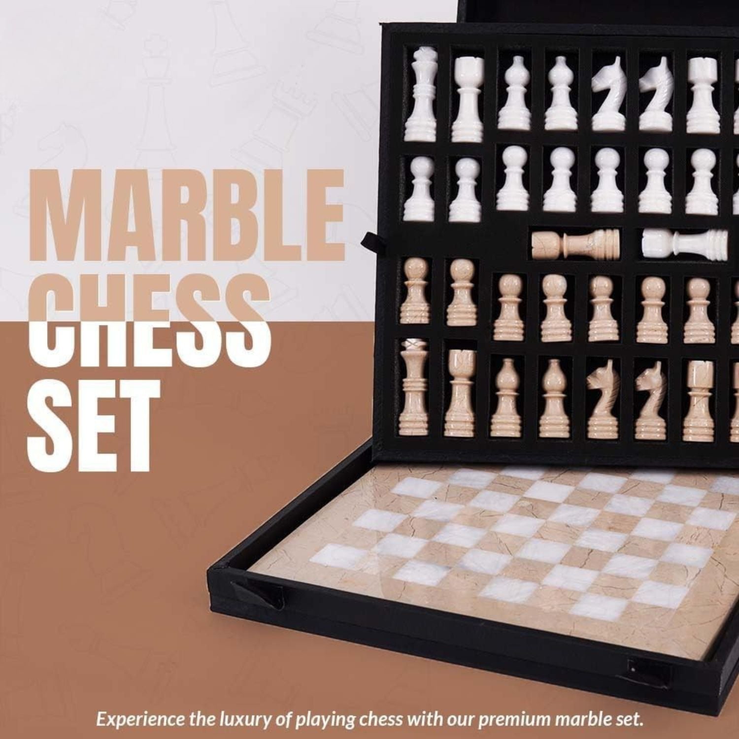 handmade marble chess set with storage