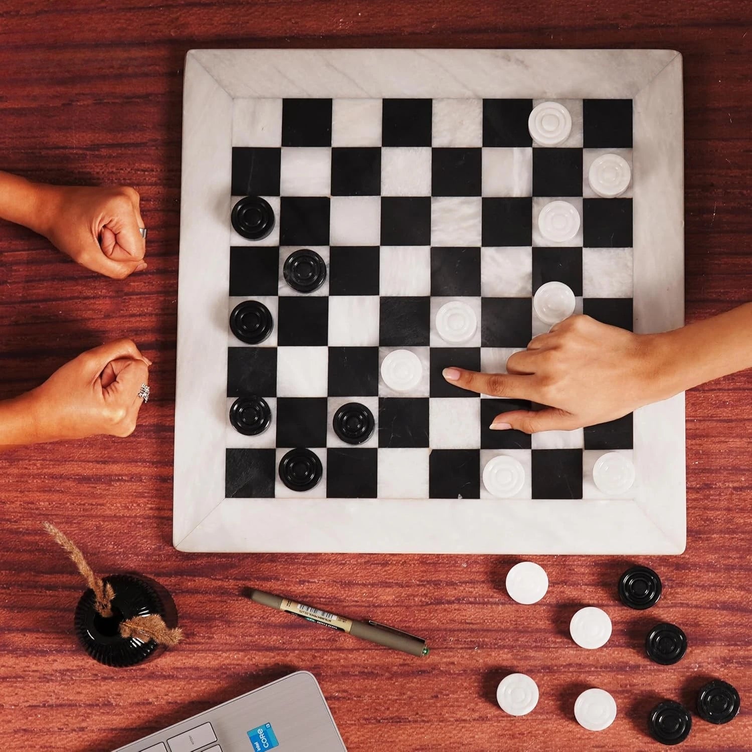marble checker onyx set