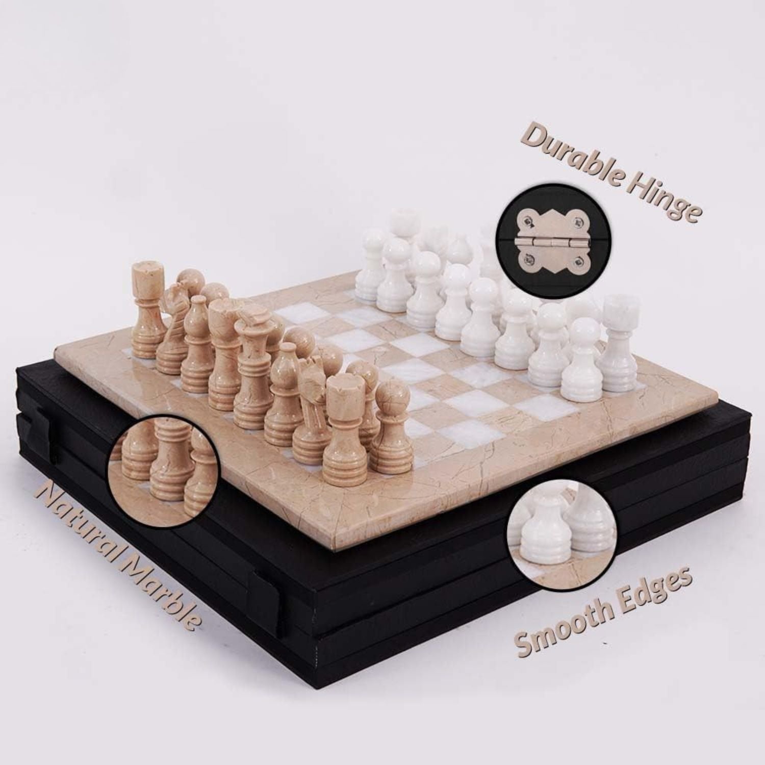 marble chess board and pieces