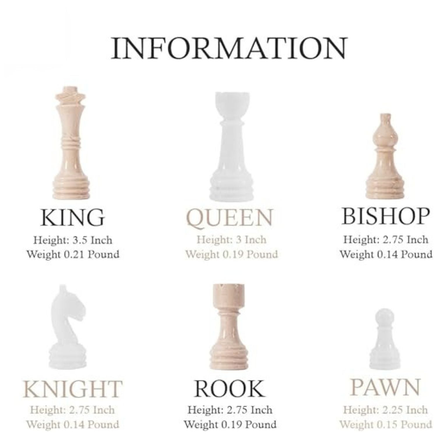 white handmade marble chess pieces